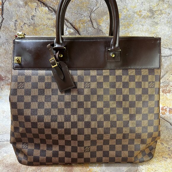 Louis Vuitton Greenwich PM Damier Ebene Travel Tote Bag Brown - Picture 1 of 14